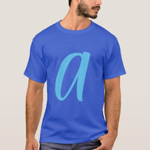 Camiseta Monograma Azul Moderno Adicionar Seu Nome Inicial