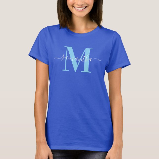 Camiseta Monograma Azul Real (Frente)