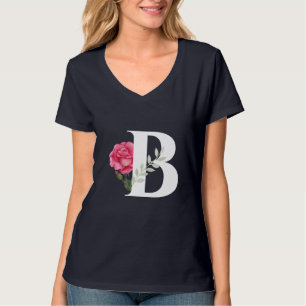 Camiseta Monograma B em Rosa Rosa Rosa Branca e Sair
