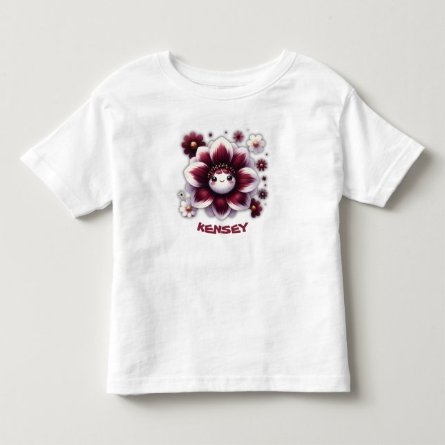 Camiseta Monograma Bonita em Flores Vermelhas e Brancas | (Frente)