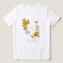 Camiseta Monograma Chic da Faixa de Rosa Dourada