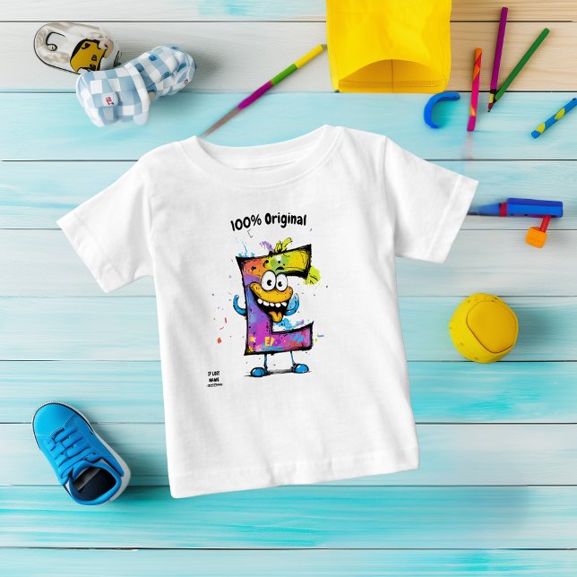 Camiseta Monograma colorido E - Design divertida e personal (Criador carregado)