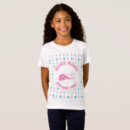 Camiseta Monograma Colorido Elegante Nome Birthday Girl Pin