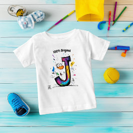 Camiseta Monograma colorido J - Design divertida e personal