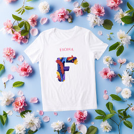 Camiseta Monograma criativo - Letra F | Aniversário Vibrant