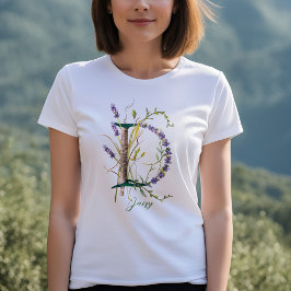 Camiseta Monograma "D", Lavanda e vinha minimalista