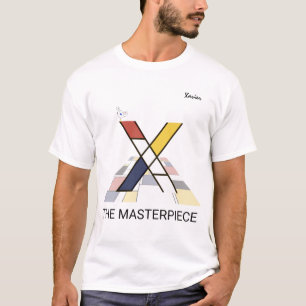 Camiseta Monograma de Arte Moderna e Pássaro Cuto - Letra 