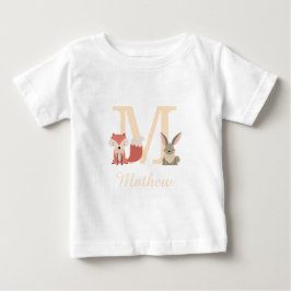 Camiseta Monograma de Bebê Raposa Floresta Fofa