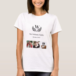 Camiseta Monograma de colagem de fotografias de reunião fam