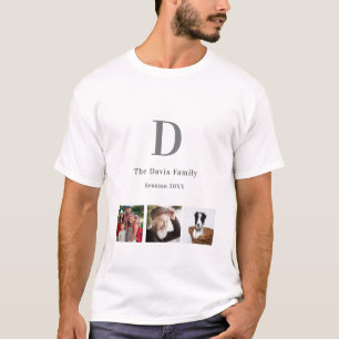 Camiseta Monograma de colagem de fotografias de reunião fam