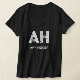 CAMISETA MONOGRAMA DE DUAS LETRAS MINIMALISTA EM BRANCO E N