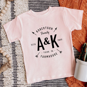 Camiseta Monograma de Família da Seta Rústica Fazenda
