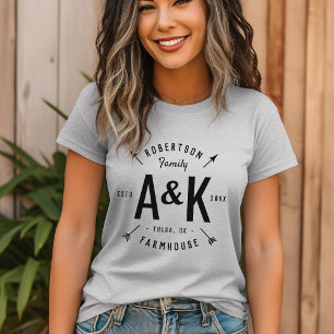 Camiseta Monograma de Família da Seta Rústica Fazenda