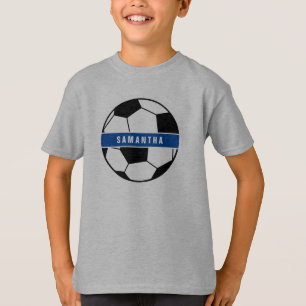 Camiseta Monograma de Futebol Negro Branco e Azul