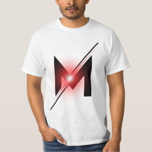 Camiseta Monograma de Letra M com Corte Vermelho Brilhante