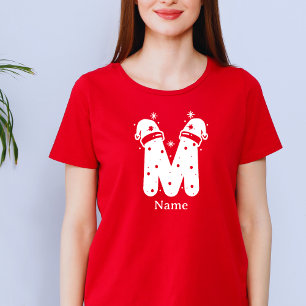 Camiseta Monograma de Natal com Cor Editável e Nome Persona