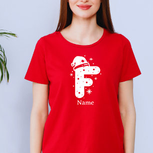 Camiseta Monograma de Natal com Cor Editável e Nome Persona