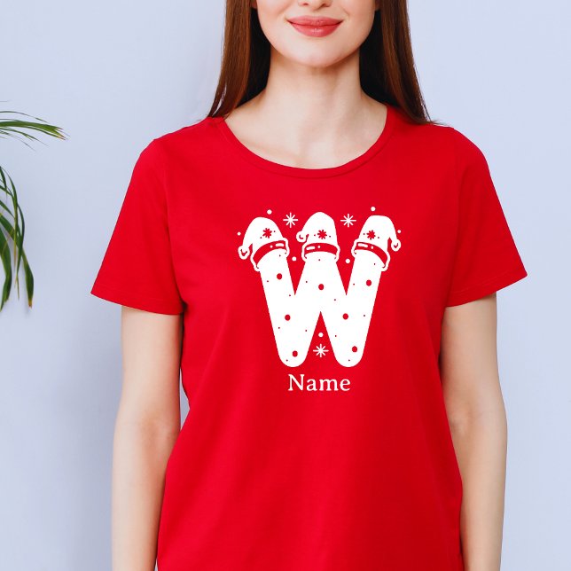 Camiseta Monograma de Natal com Nome Personalizado e Cor Ed (Criador carregado)
