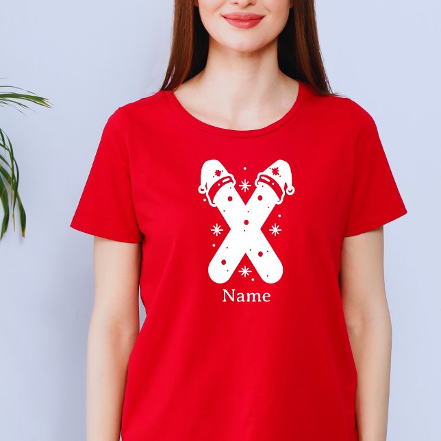 Camiseta Monograma de Natal com Nome Personalizado e Cor Ed (Criador carregado)