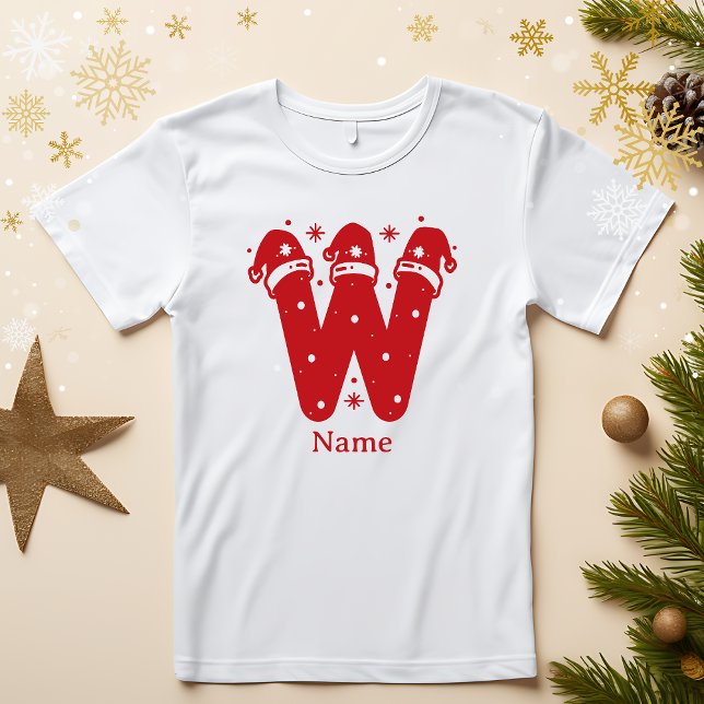 Camiseta Monograma de Natal com Nome Personalizado e Cor Ed (Criador carregado)