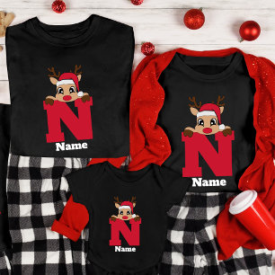 Camiseta Monograma de Natal Personalizado com Nome Engraçad