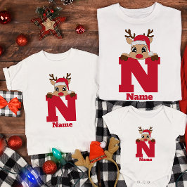 Camiseta Monograma de Natal Personalizado com Nome Engraçad