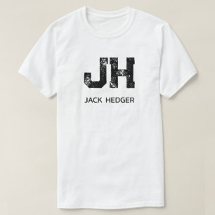 CAMISETA MONOGRAMA DE NOME DE DUAS LETRAS PRETO MINIMALISTA