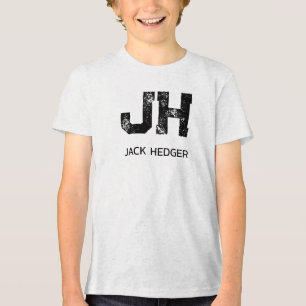 CAMISETA MONOGRAMA DE NOME DE DUAS LETRAS PRETO MINIMALISTA