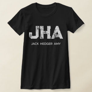 CAMISETA MONOGRAMA DE NOME DE TRÊS LETRAS BRANCO MINIMALIST