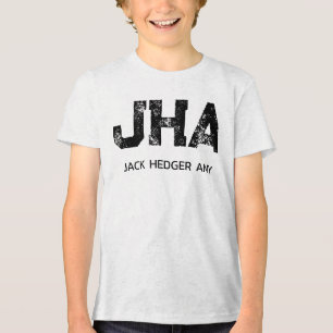 CAMISETA MONOGRAMA DE NOME DE TRÊS LETRAS PRETO MINIMALISTA