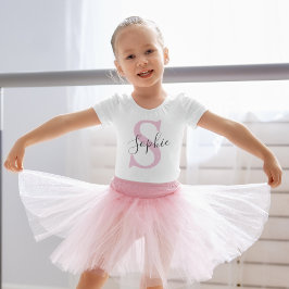 Camiseta Monograma de Nome Personalizado Moderno Rosa