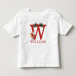 Camiseta Monograma de Papai Noel e Nome Família Combinando