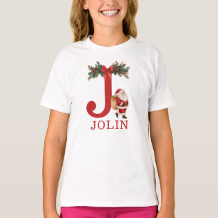 Camiseta Monograma de Papai Noel e Nome Família Corresponde