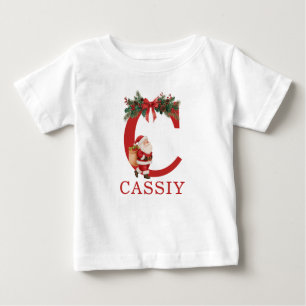 Camiseta Monograma de Papai Noel e Nome Família Corresponde
