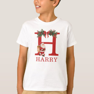 Camiseta Monograma de Papai Noel e Nome Família Corresponde