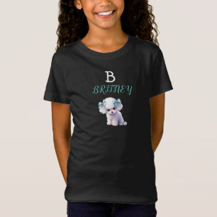 Camiseta Monograma de Poodle Branca Personalizado