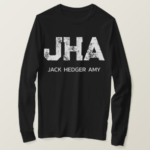 CAMISETA MONOGRAMA DE TRÊS LETRAS MINIMALISTA BRANCO NOME P