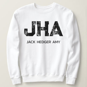 CAMISETA MONOGRAMA DE TRÊS LETRAS PRETO MINIMALISTA NOME BR