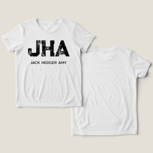 CAMISETA MONOGRAMA DE TRÊS LETRAS PRETO MINIMALISTA NOME BR