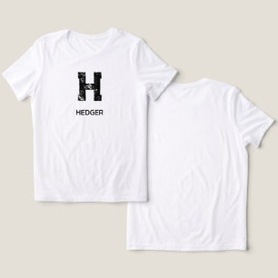 CAMISETA MONOGRAMA DE UMA LETRA PRETO MINIMALISTA NOME BRAN