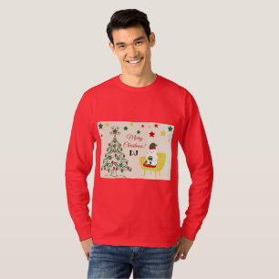 Camiseta Monograma de Urso Branco Moderno e Feliz Natal