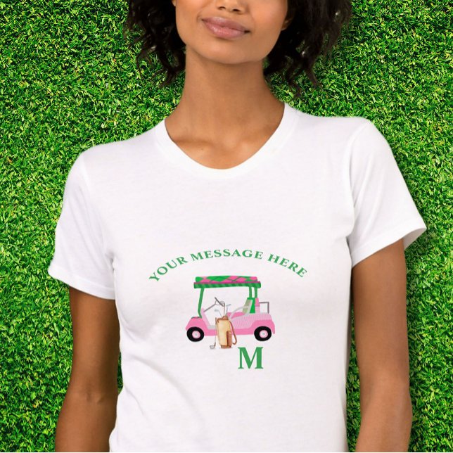 Camiseta Monograma do carrinho de golfe rosa único + Canvas (Criador carregado)