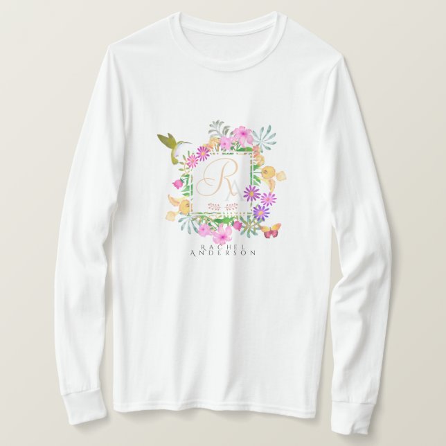 Camiseta Monograma do Jardim Floral (Frente do Design)