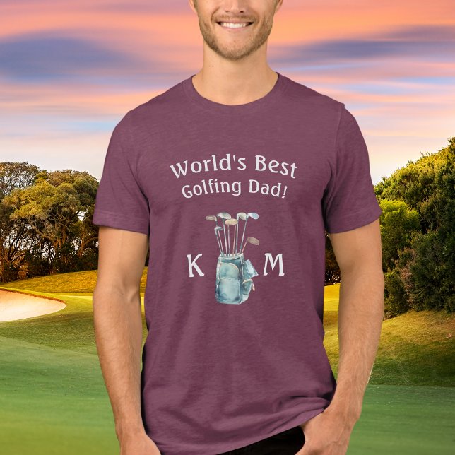 Camiseta Monograma do Melhor Pai de Golfe do Mundo Personal (Criador carregado)