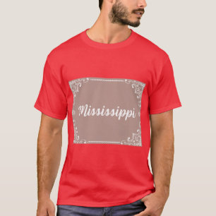Camiseta Monograma do Mississippi Estilo Boho Rosa Pastel