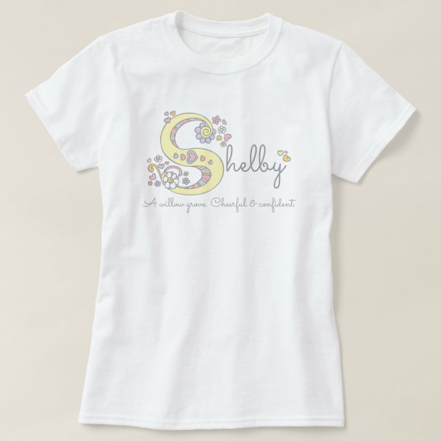 Camiseta monograma do nome das garotas Shelby (Frente do Design)