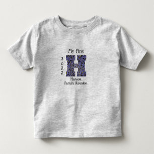 Camiseta Monograma do sobrenome da letra H do mosaico da