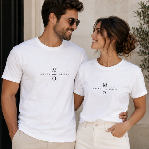 Camiseta Monograma Elegante Minimalista Simples Branco