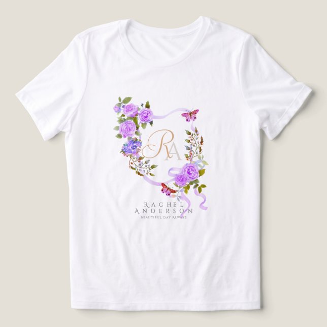 Camiseta Monograma em banda Rosa púrpura (Design frontal)