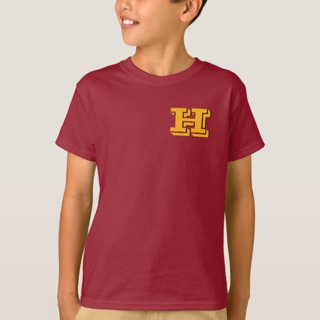 Camiseta Monograma em Letra de Bloco Marrom e Dourado (Frente)